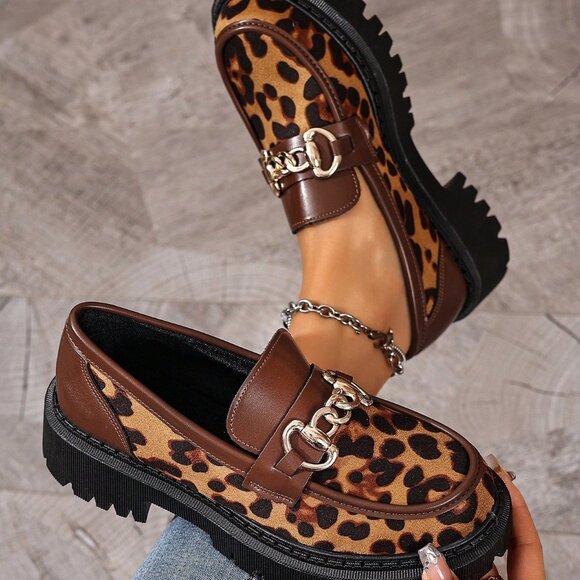 Shoes - Leopard Casual Women's Round Toe Loafers